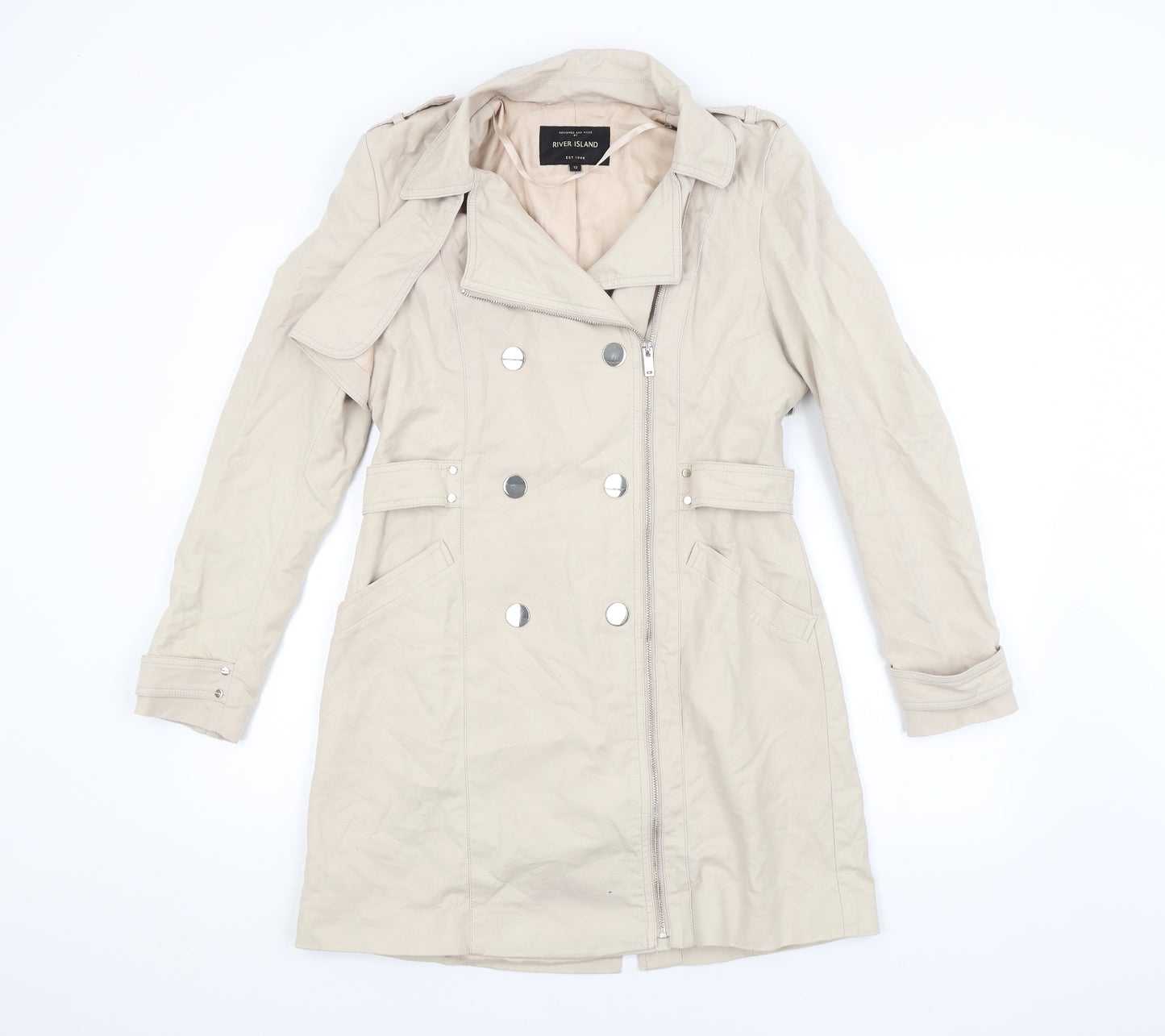 River Island Womens Beige   Overcoat Coat Size 12