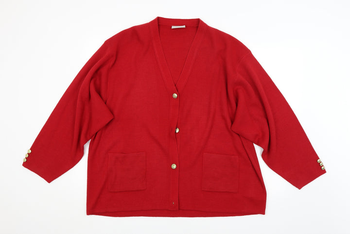 Daxon Womens Red Cardigan Jumper