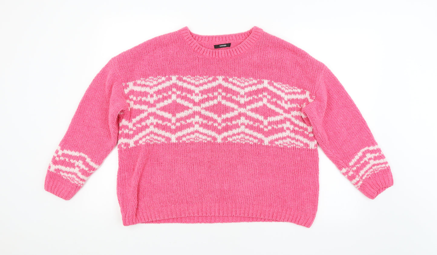 George Womens Pink Argyle/Diamond  Pullover Jumper Size 14