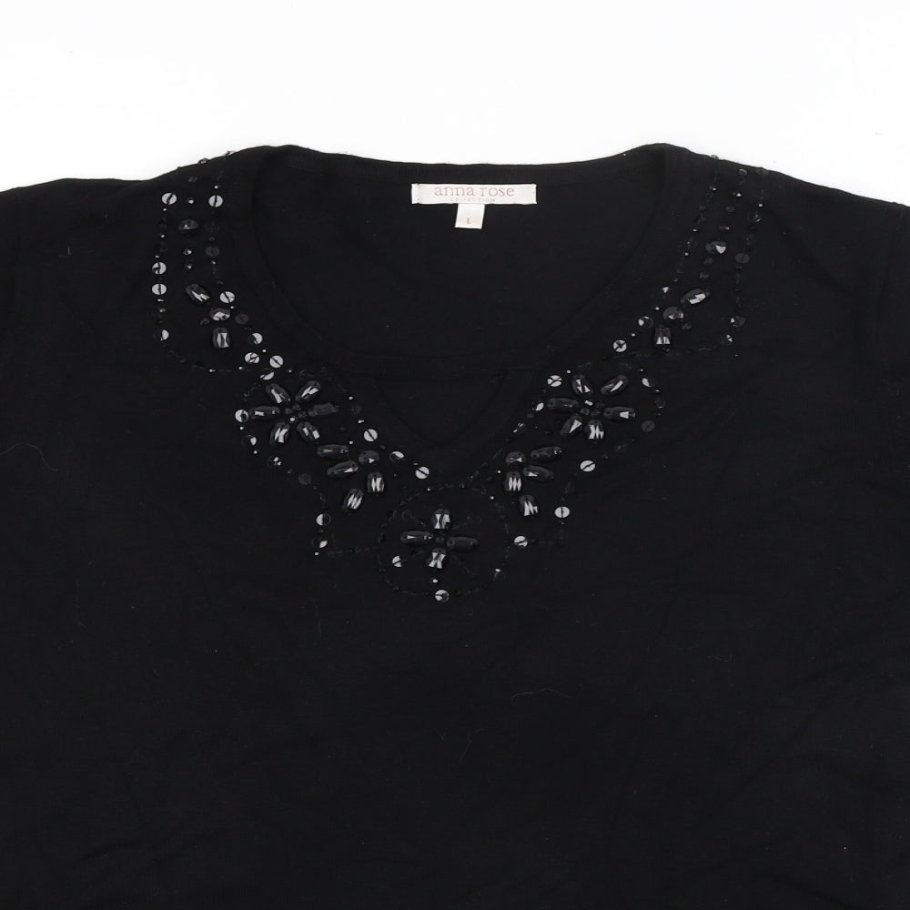 Anna Rose Womens Black   Basic Blouse Size L