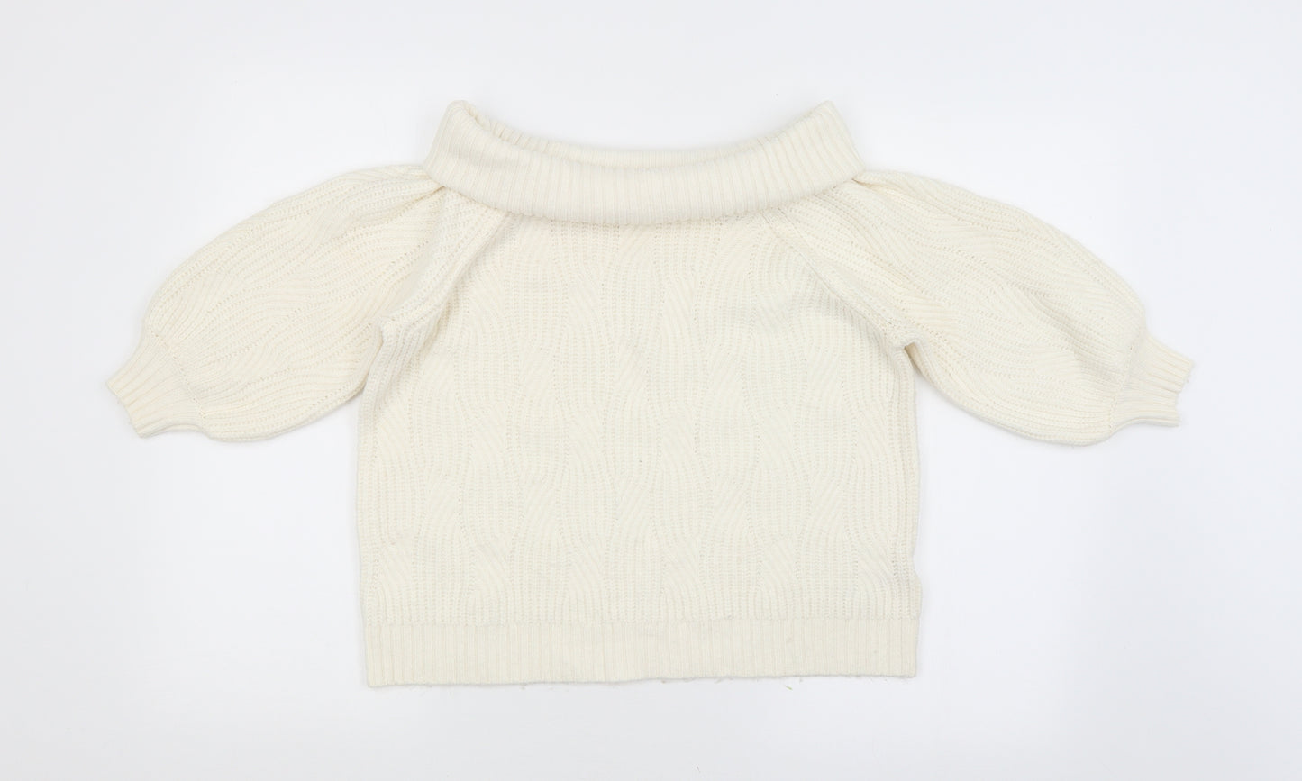 Miss Selfridge Womens White Argyle/Diamond  Pullover Jumper Size 10