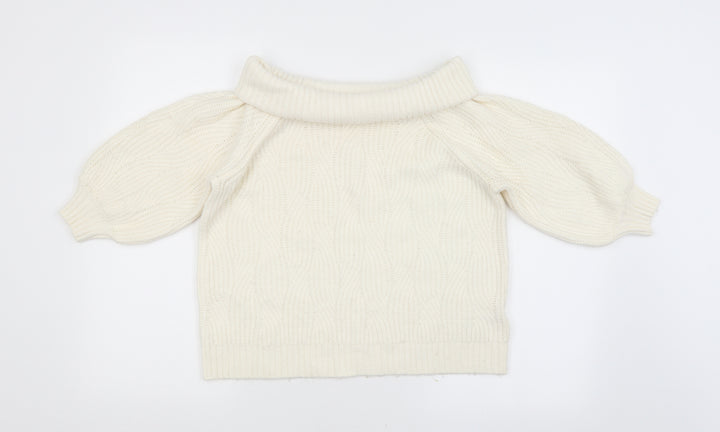 Miss Selfridge Womens White Argyle/Diamond  Pullover Jumper Size 10