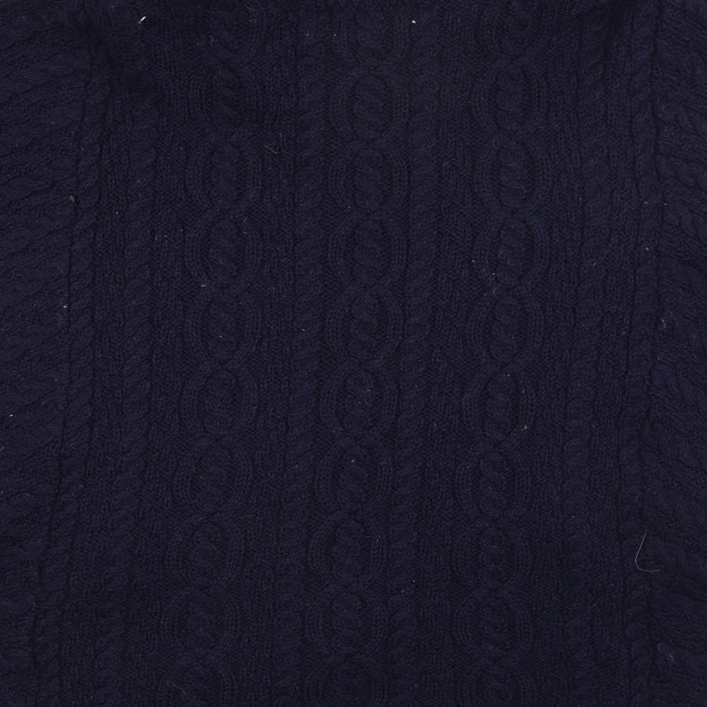 Aran Crafts Womens Blue Argyle/Diamond  Wrap Jumper Size M