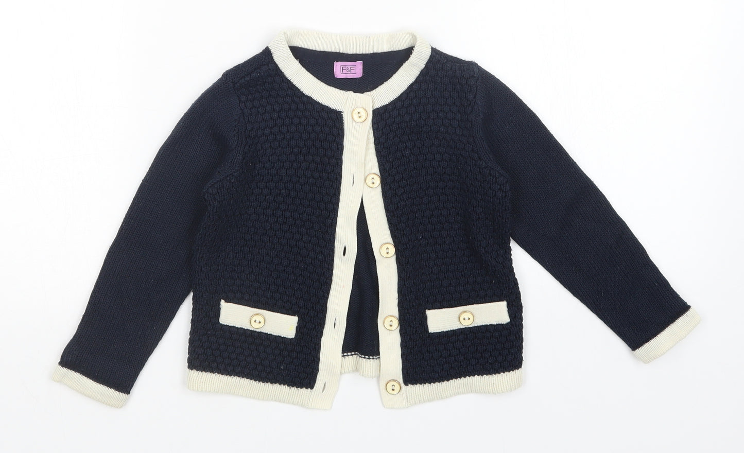 F&F Girls Blue   Cardigan Jumper Size 2-3 Years