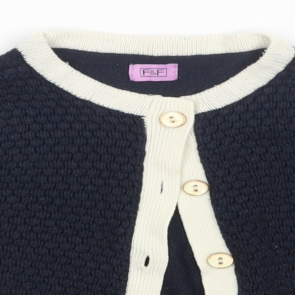 F&F Girls Blue   Cardigan Jumper Size 2-3 Years