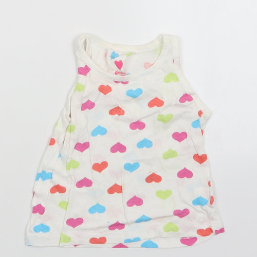 girl2girl Girls White Polka Dot  Basic Tank Size 2-3 Years