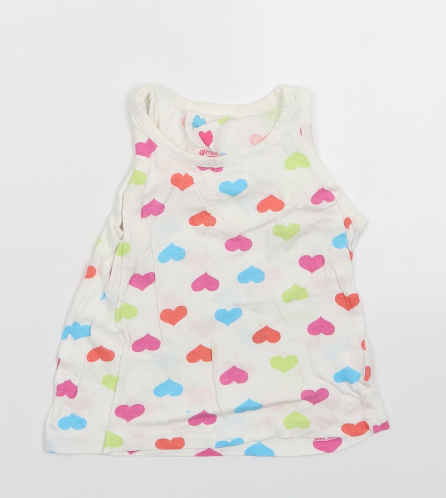 girl2girl Girls White Polka Dot  Basic Tank Size 2-3 Years