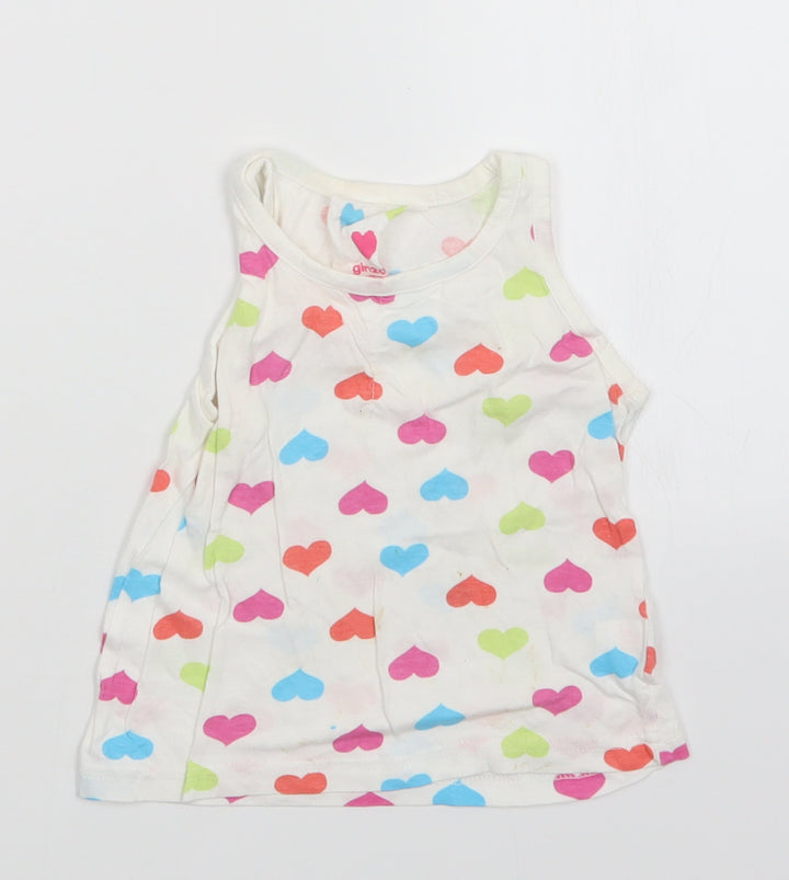 girl2girl Girls White Polka Dot  Basic Tank Size 2-3 Years