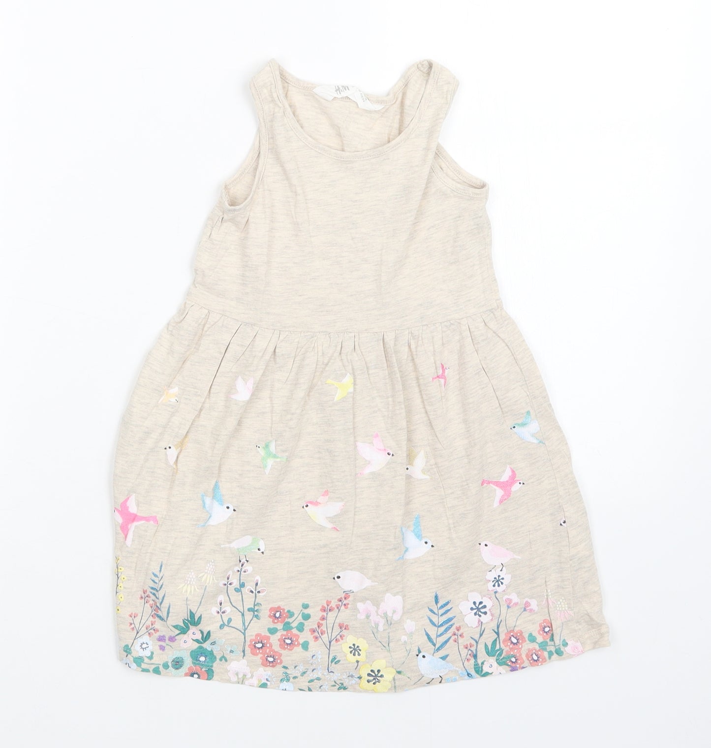 H&M Girls Beige Floral  A-Line  Size 3-4 Years