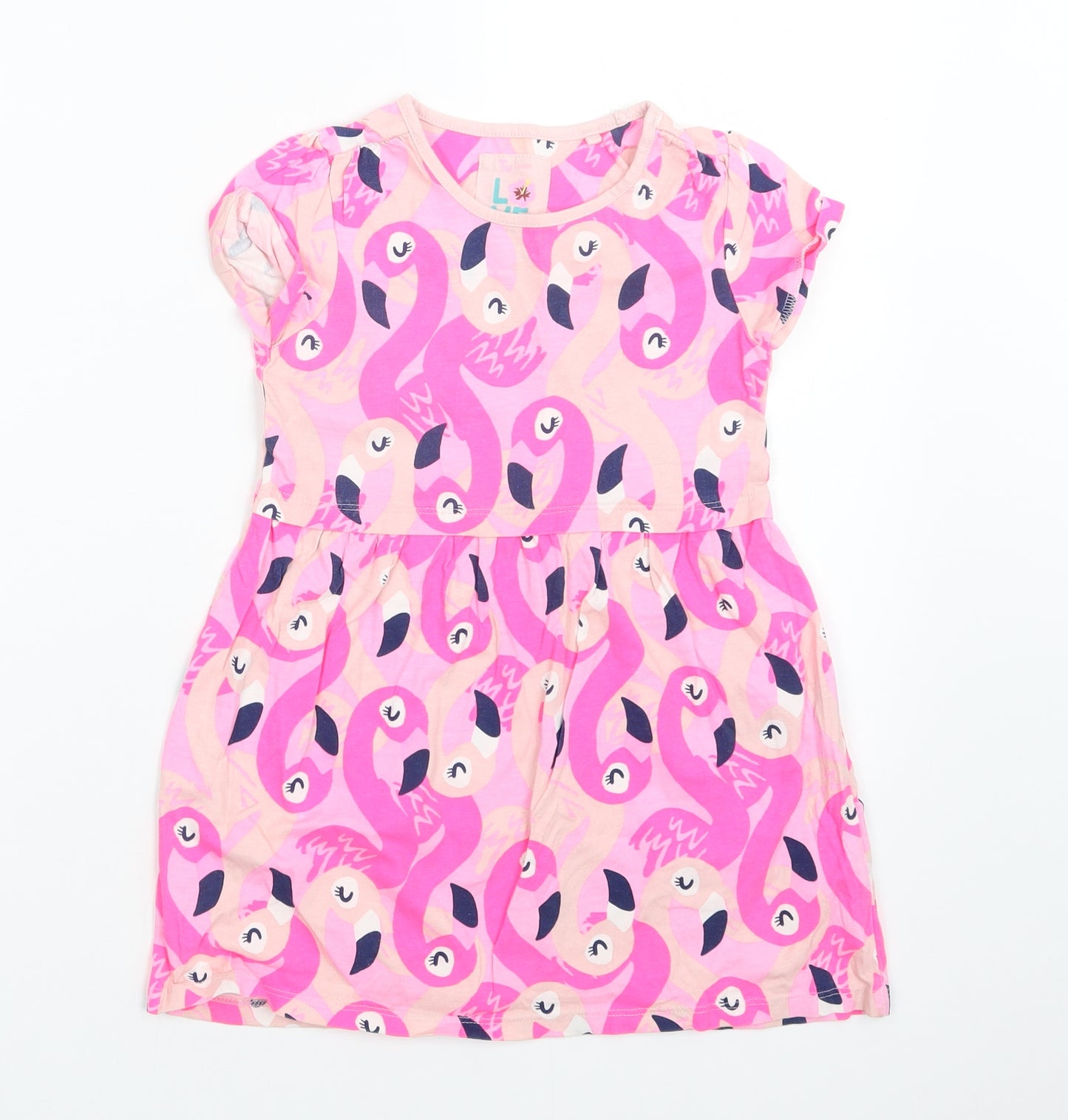 TU Girls Pink Animal Print  T-Shirt Dress  Size 5-6 Years