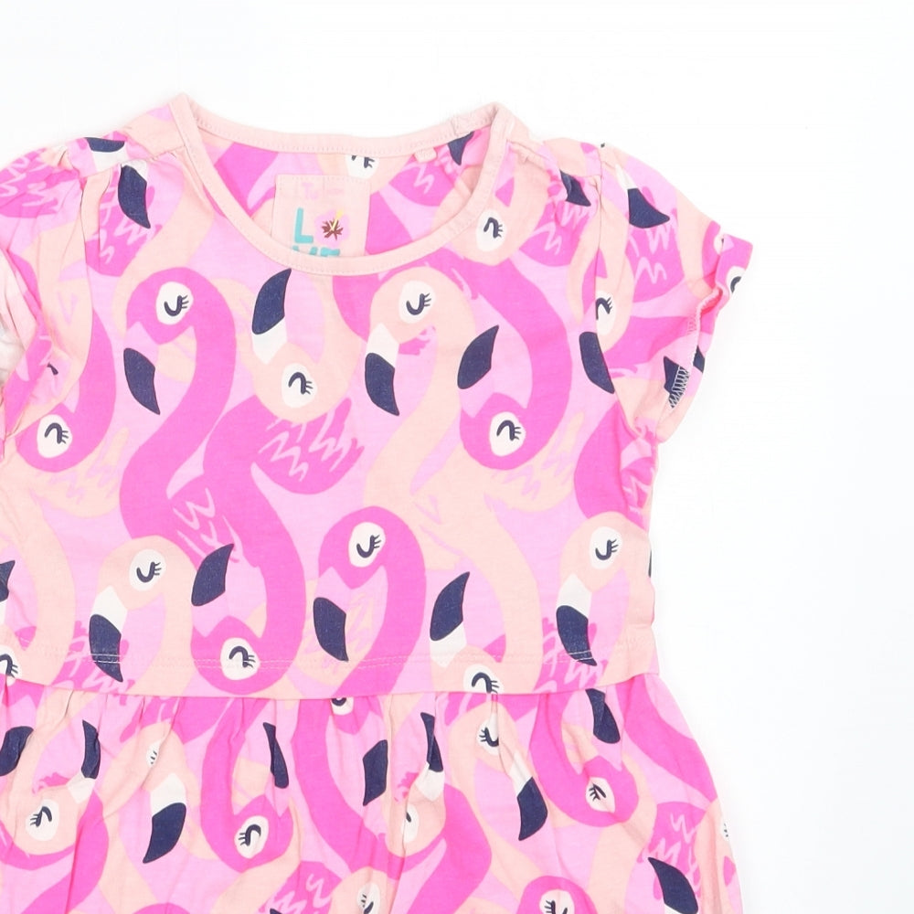 TU Girls Pink Animal Print  T-Shirt Dress  Size 5-6 Years
