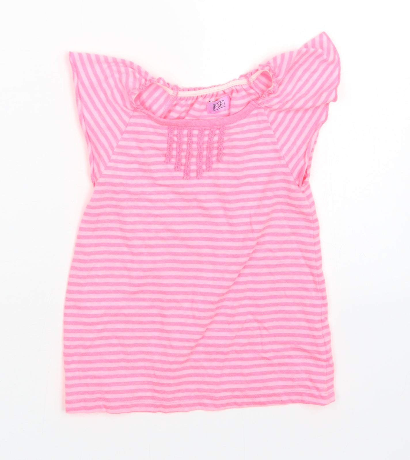 F&F Girls Pink Striped  Basic T-Shirt Size 3-4 Years