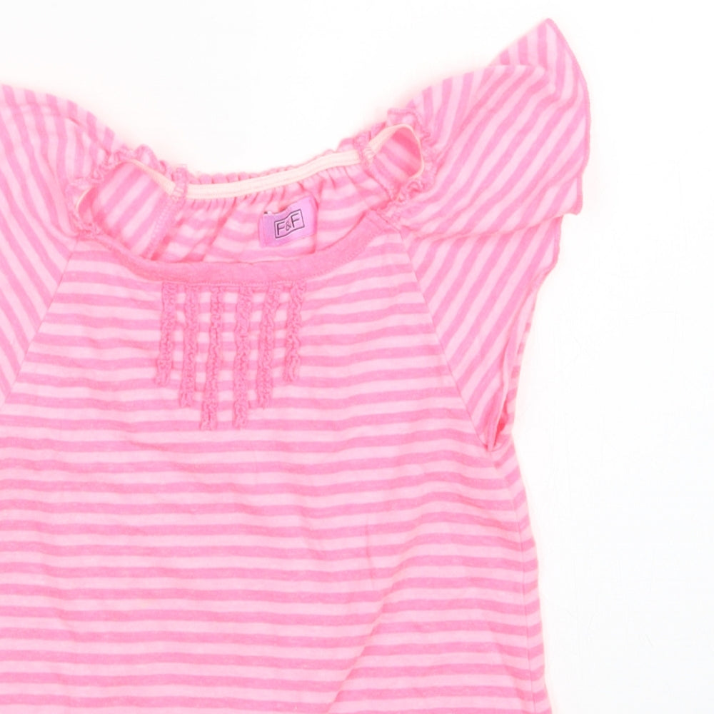 F&F Girls Pink Striped  Basic T-Shirt Size 3-4 Years