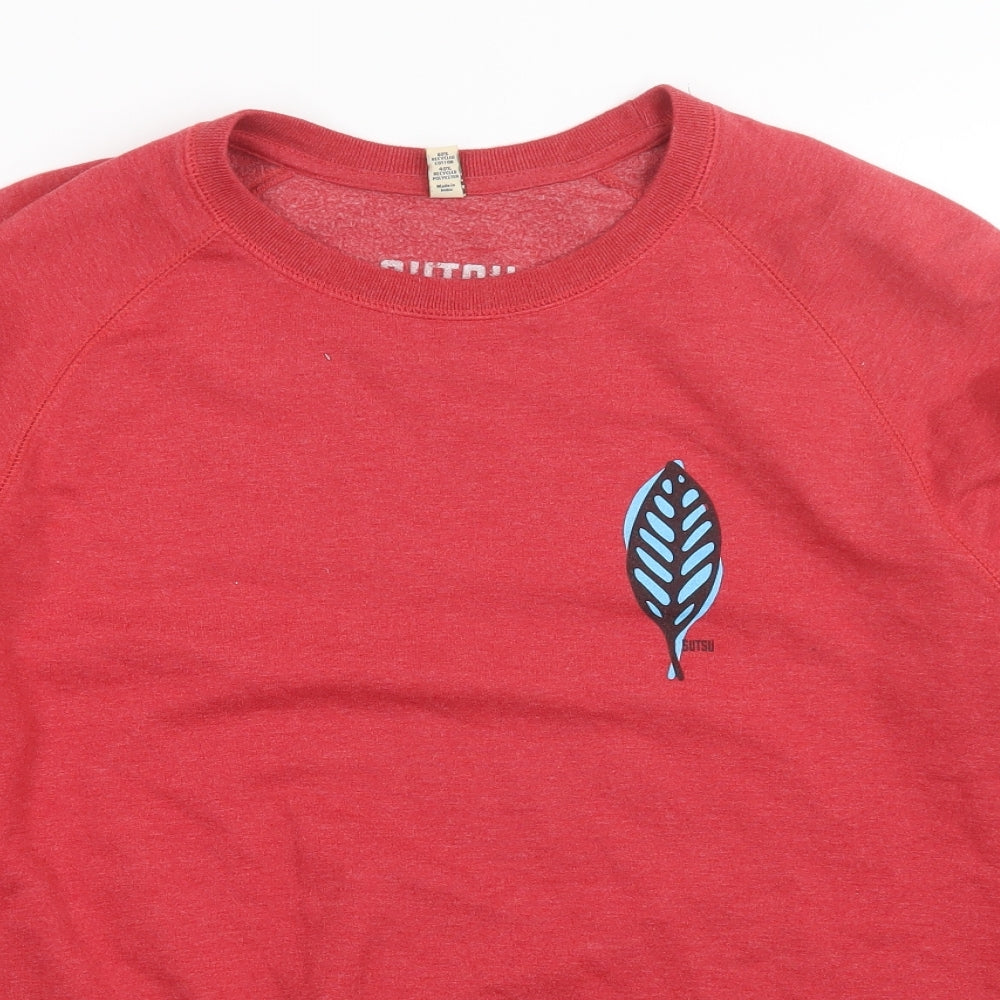 SUTSU Mens Red   Pullover Sweatshirt Size M