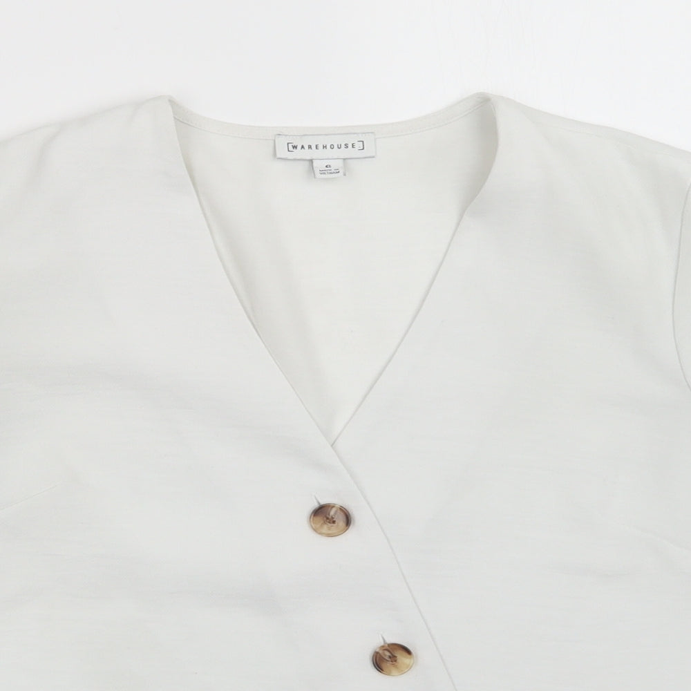 Warehouse Womens White   Basic Button-Up Size 6