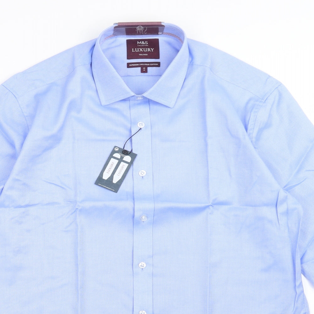 M&S Mens Blue    Dress Shirt Size 16