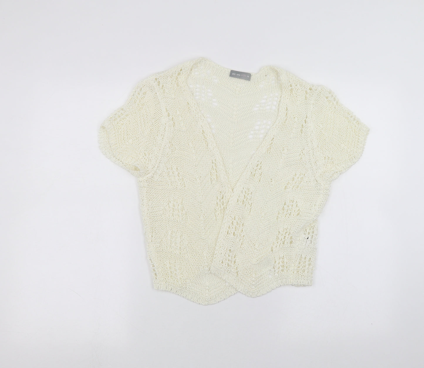 Per Una Womens White   Cardigan Jumper Size 14
