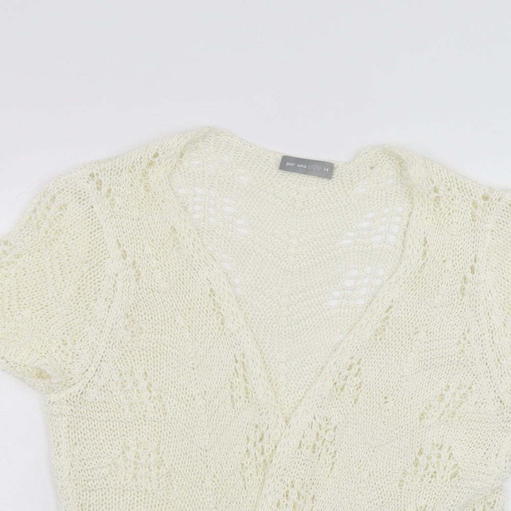 Per Una Womens White   Cardigan Jumper Size 14