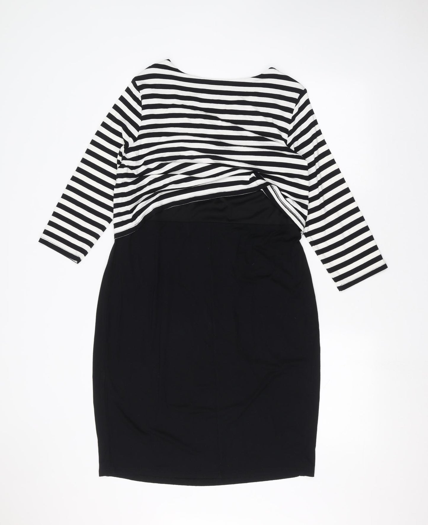 Marks and Spencer Womens Black Striped  Pencil Dress  Size 14