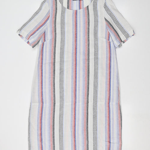 Marks and Spencer Womens White Striped  A-Line  Size 10