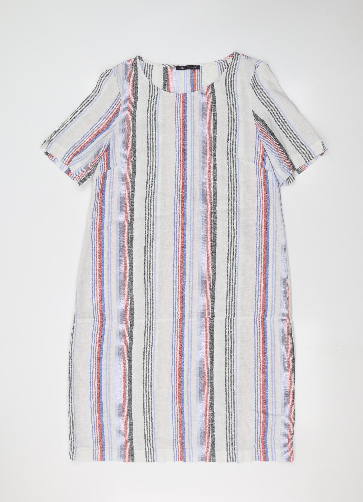 Marks and Spencer Womens White Striped  A-Line  Size 10