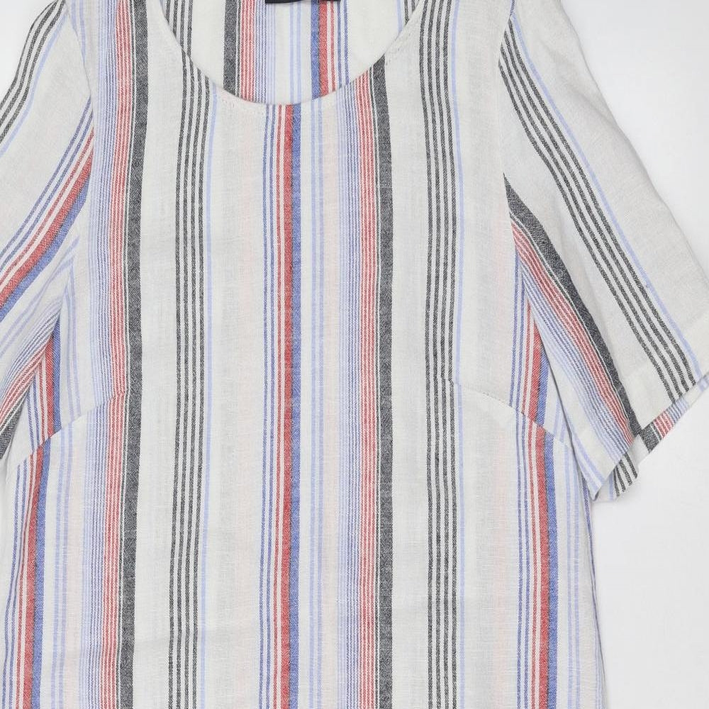 Marks and Spencer Womens White Striped  A-Line  Size 10
