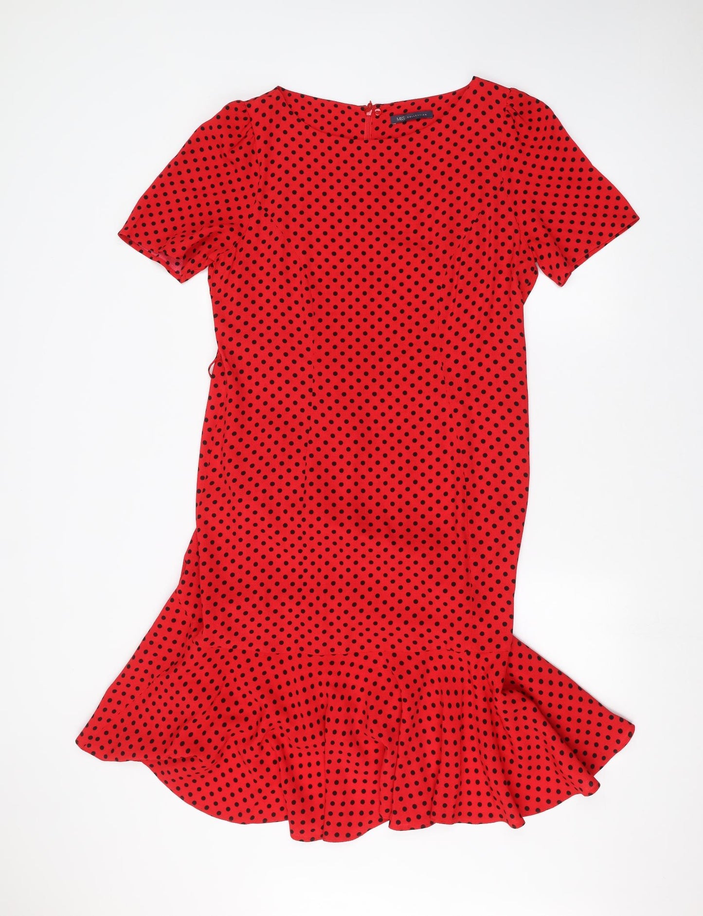 Marks and Spencer Womens Red Polka Dot  T-Shirt Dress  Size 14