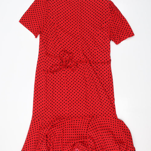 Marks and Spencer Womens Red Polka Dot  T-Shirt Dress  Size 14
