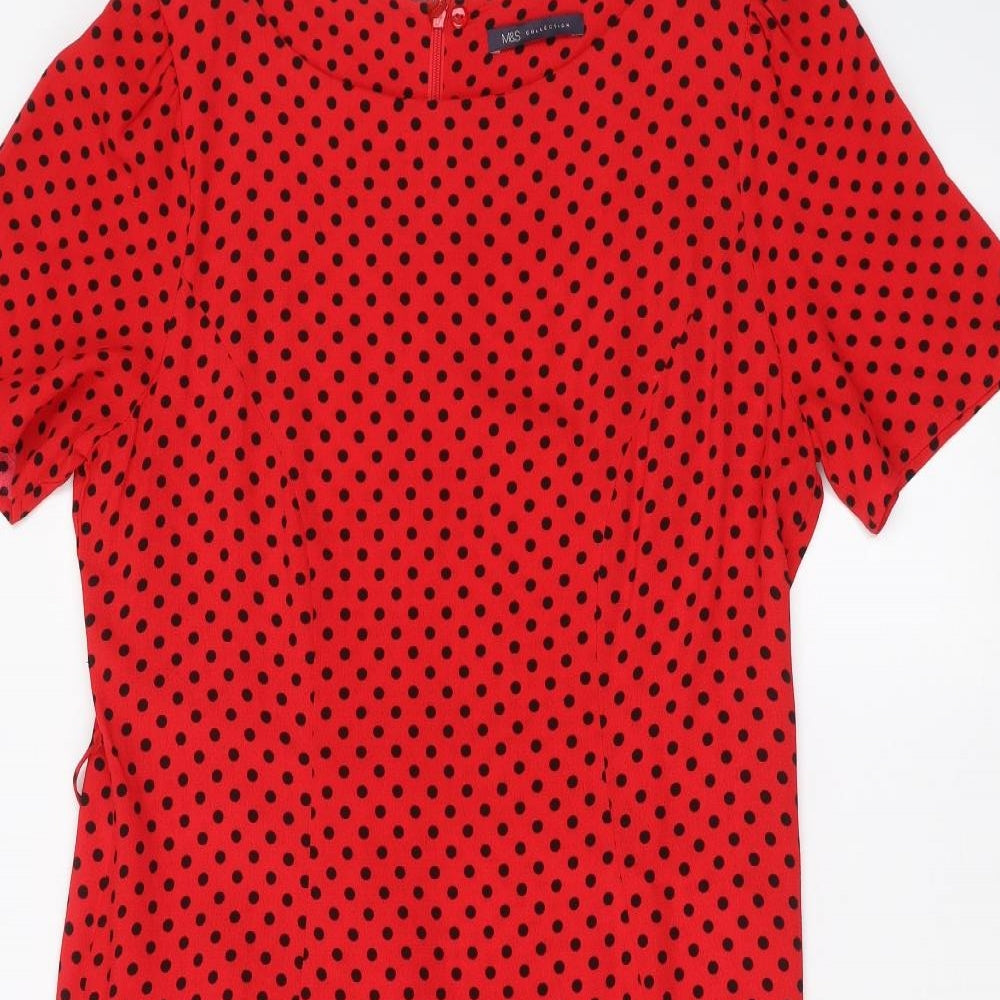 Marks and Spencer Womens Red Polka Dot  T-Shirt Dress  Size 14