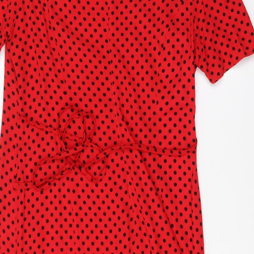 Marks and Spencer Womens Red Polka Dot  T-Shirt Dress  Size 14