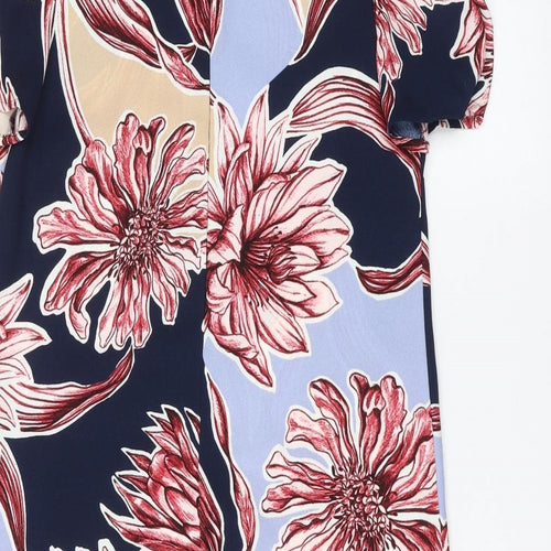 Marks and Spencer Womens Blue Floral  A-Line  Size 10
