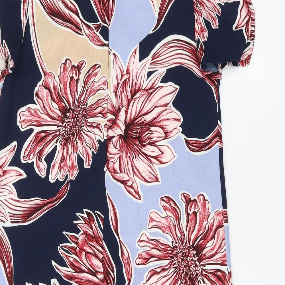 Marks and Spencer Womens Blue Floral  A-Line  Size 10