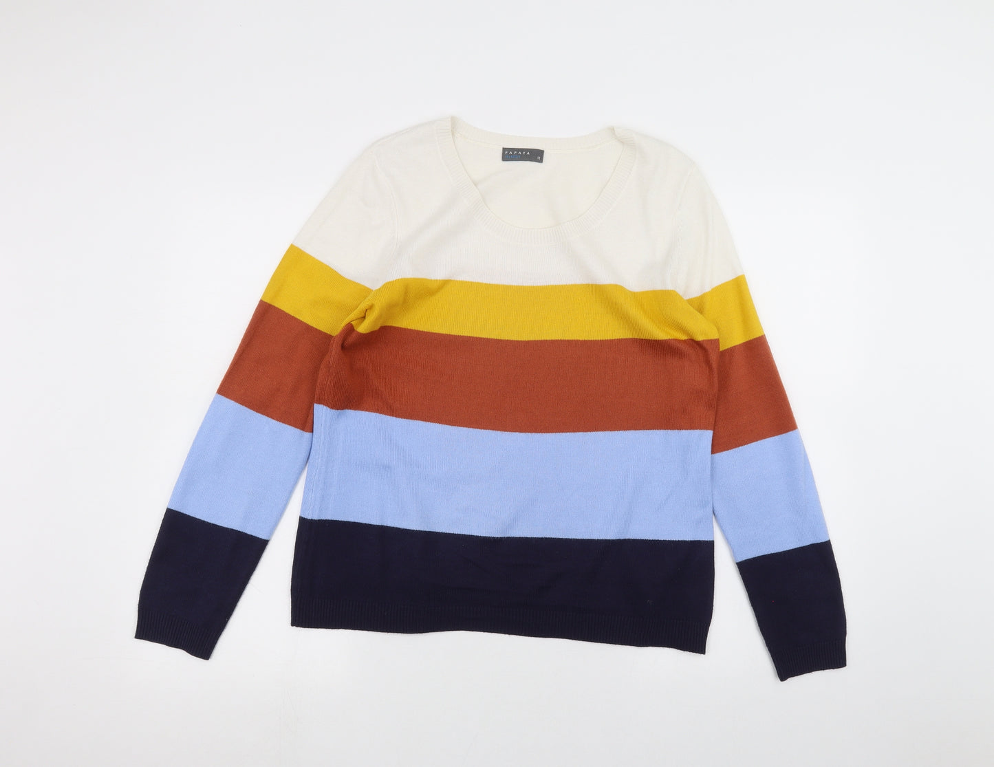 Papaya Womens White Striped  Pullover Jumper Size 12