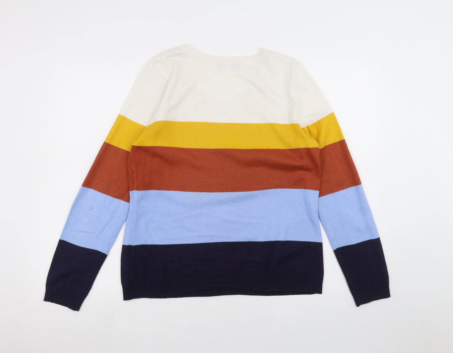 Papaya Womens White Striped  Pullover Jumper Size 12