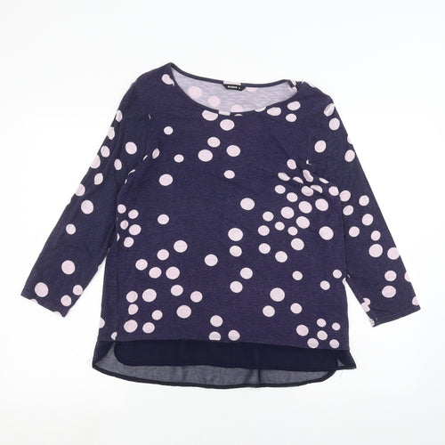 Roman Womens Blue Polka Dot  Basic T-Shirt Size 12