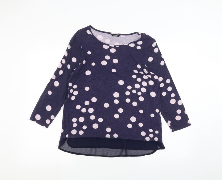 Roman Womens Blue Polka Dot  Basic T-Shirt Size 12