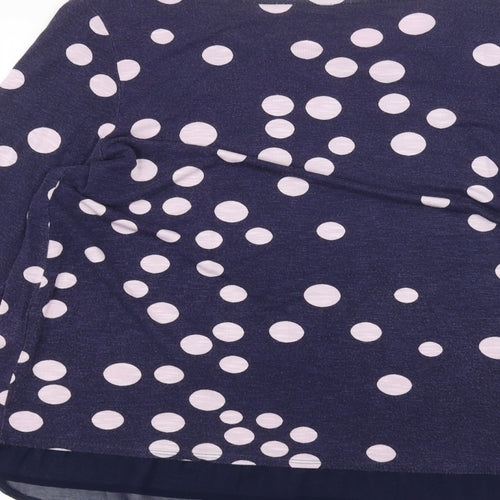 Roman Womens Blue Polka Dot  Basic T-Shirt Size 12