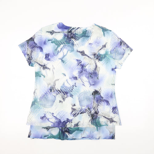Al Paradise Womens Blue Floral  Basic T-Shirt Size M