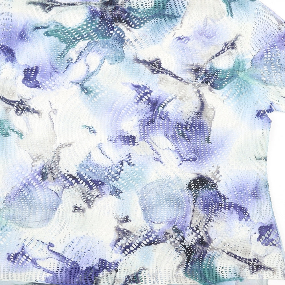 Al Paradise Womens Blue Floral  Basic T-Shirt Size M