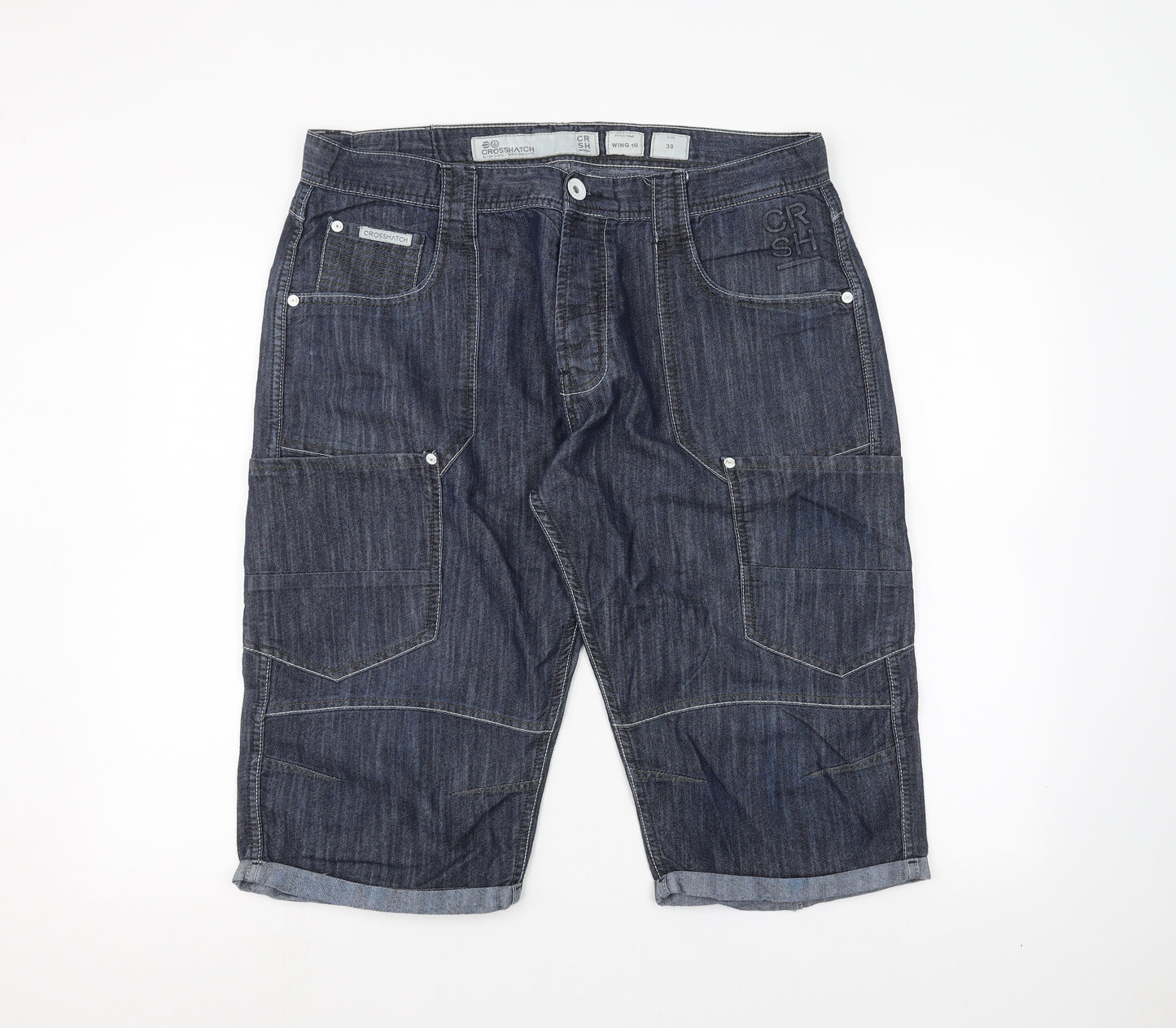 Crosshatch Mens Blue  Denim Bermuda Shorts Size 38 in