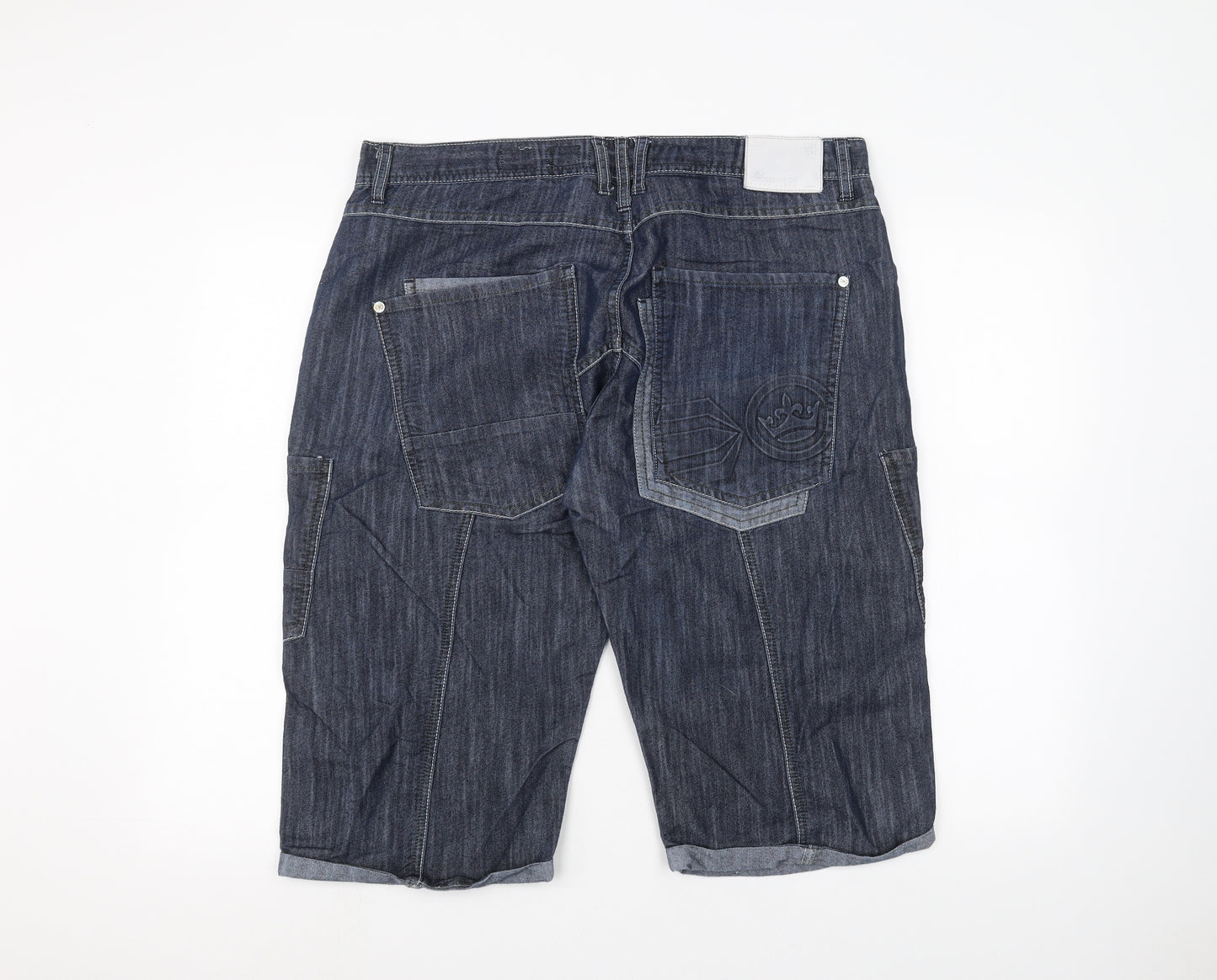 Crosshatch Mens Blue  Denim Bermuda Shorts Size 38 in