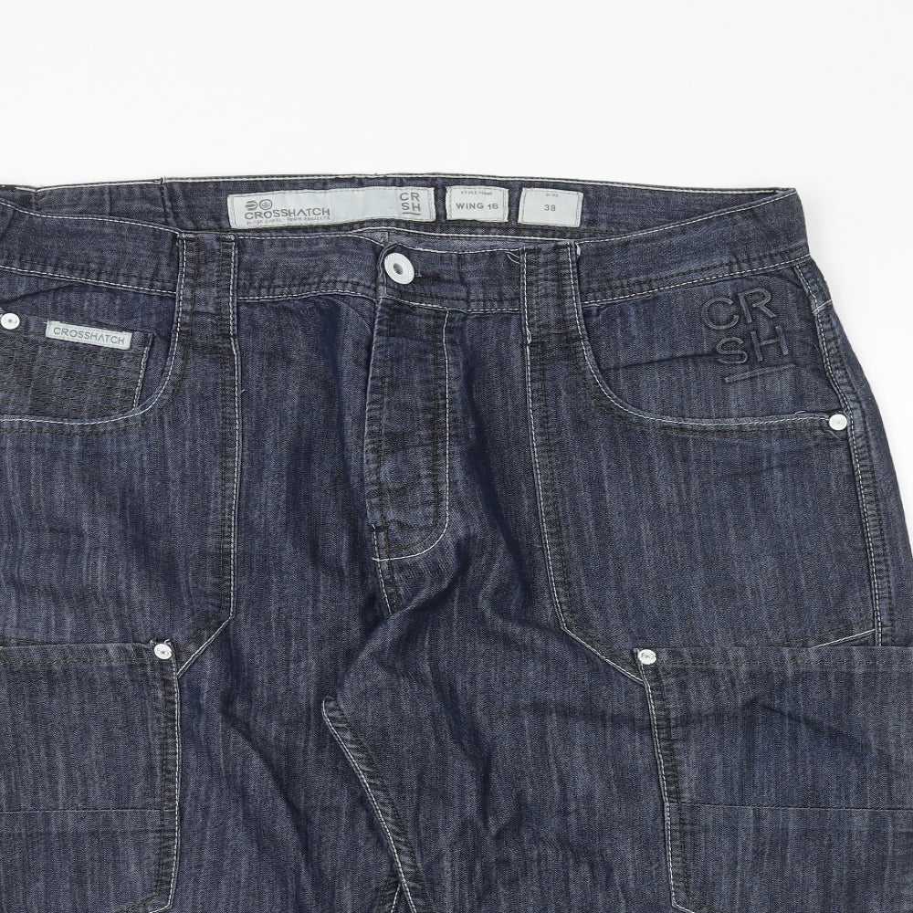 Crosshatch Mens Blue  Denim Bermuda Shorts Size 38 in