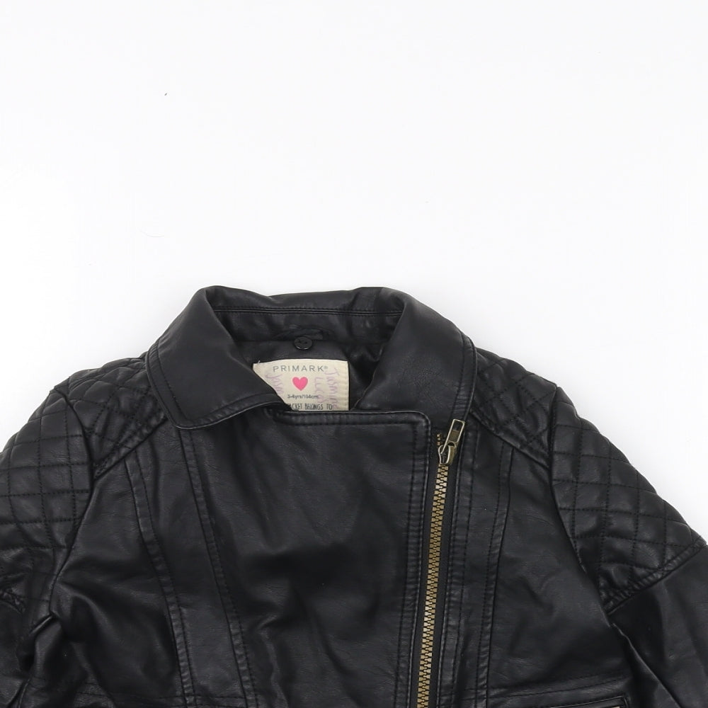 Primark Girls Black   Jacket  Size 3-4 Years