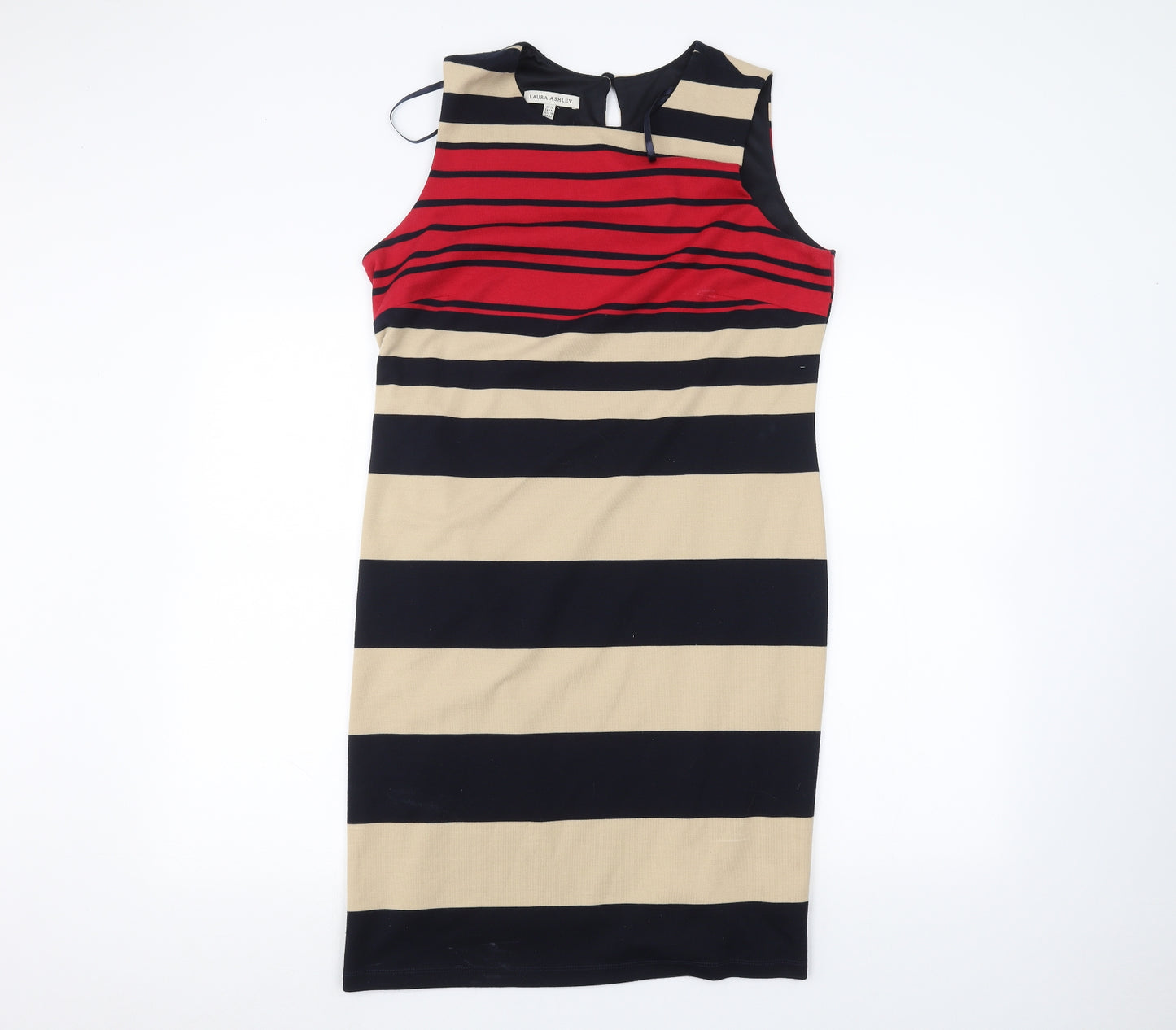 Laura Ashley Womens Blue Striped  A-Line  Size 14