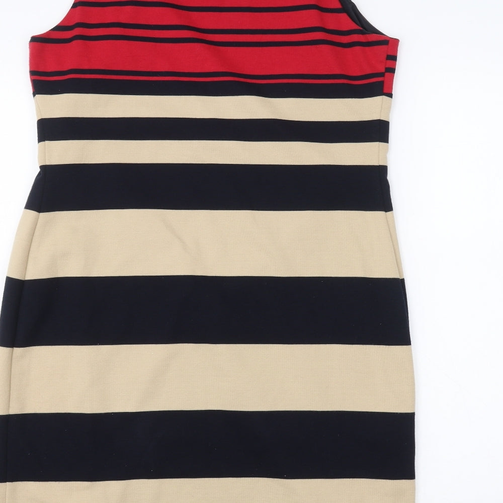 Laura Ashley Womens Blue Striped  A-Line  Size 14