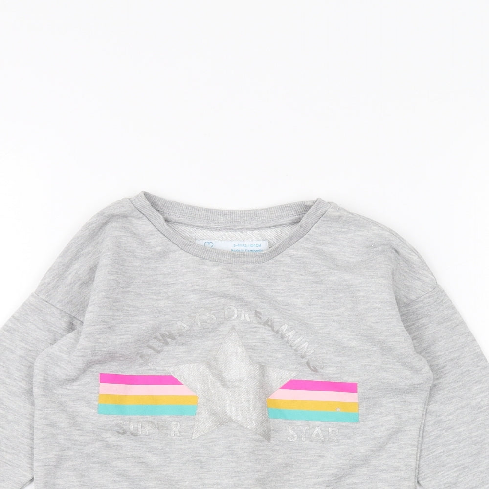 Primark Girls Grey   Pullover Jumper Size 3-4 Years