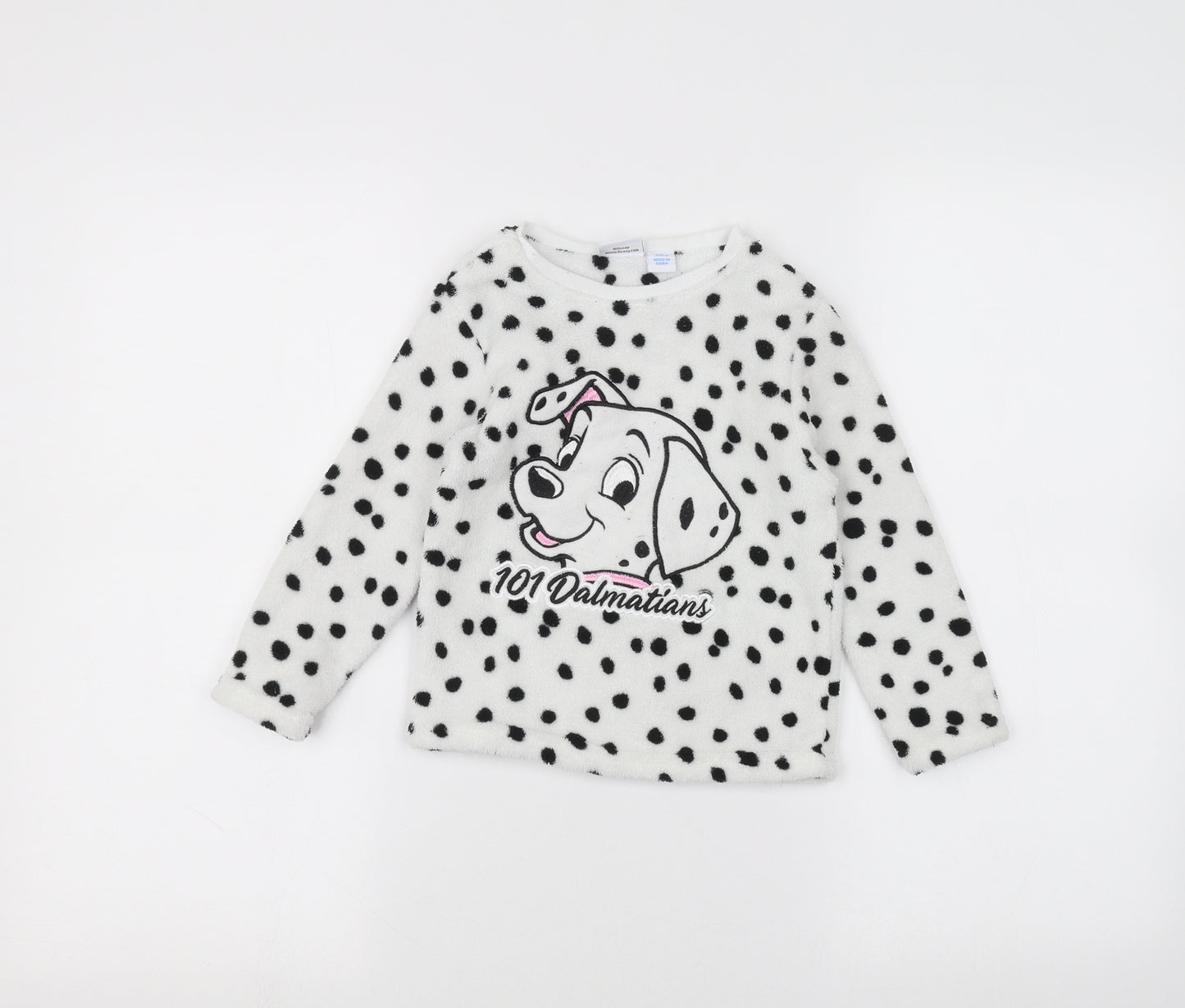 Disney Girls White Polka Dot  Pullover Jumper Size 3-4 Years