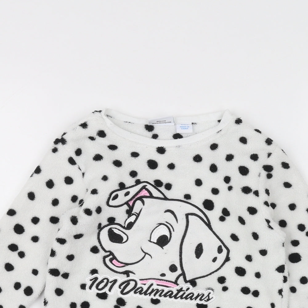 Disney Girls White Polka Dot  Pullover Jumper Size 3-4 Years