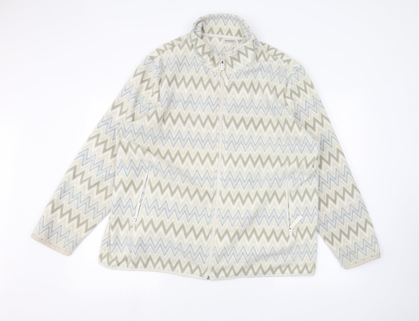 Damart Womens White Striped  Full Zip Jumper Size 22