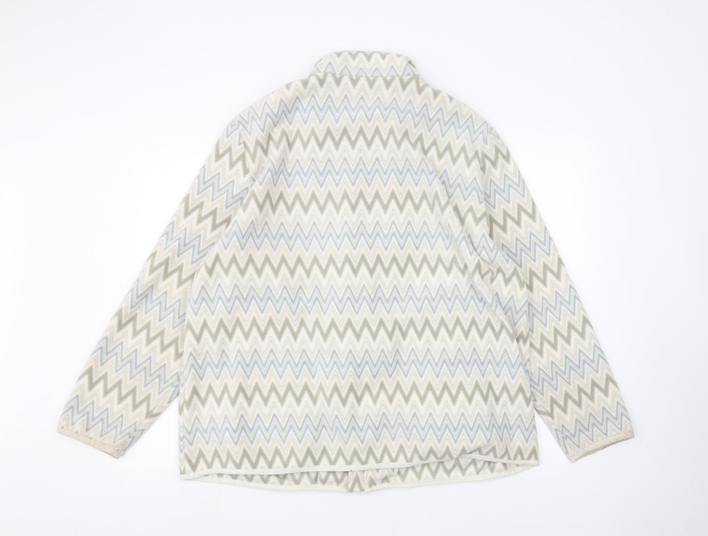 Damart Womens White Striped  Full Zip Jumper Size 22